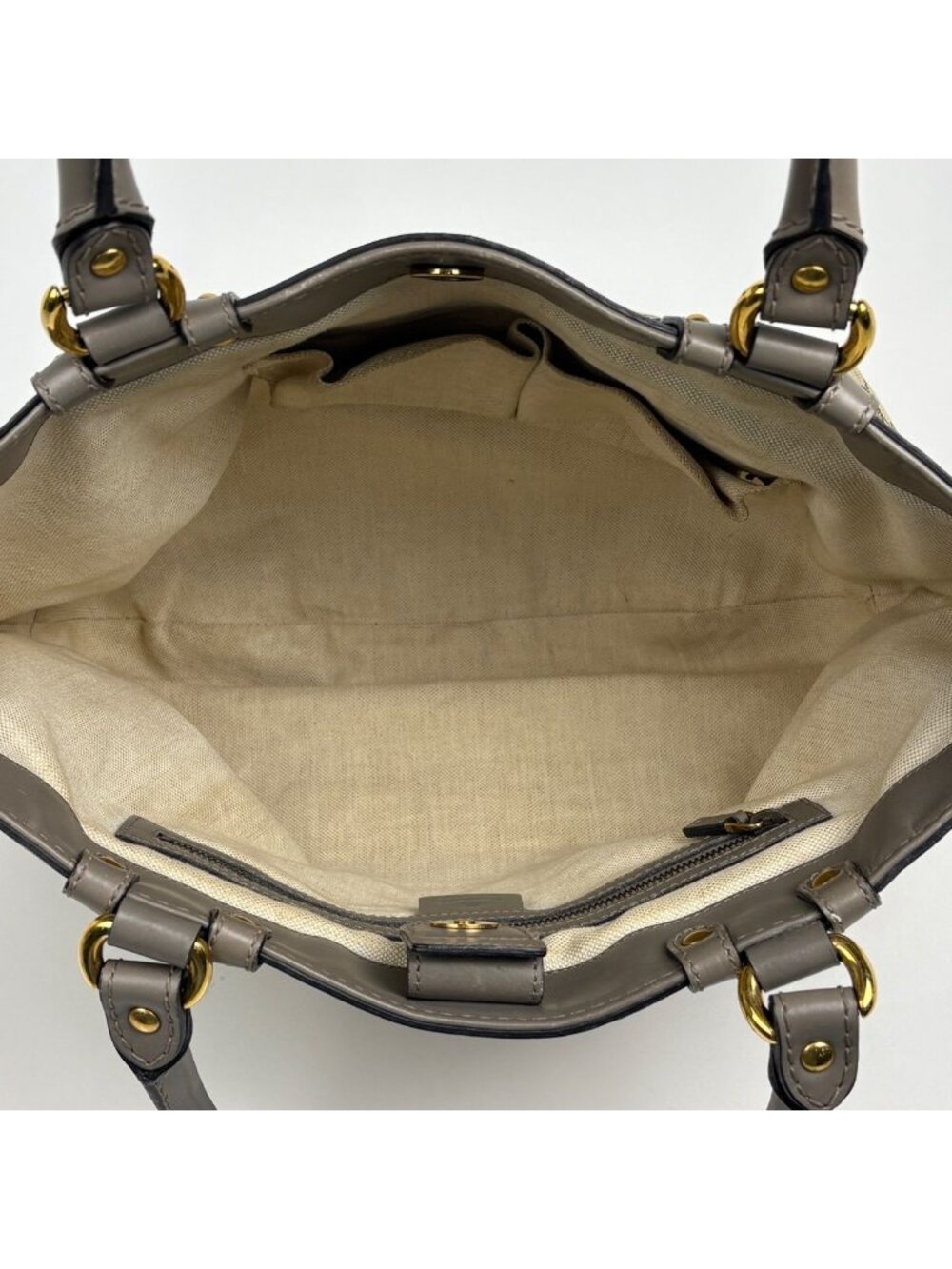 Gucci GG Pattern Tote Interlocking Studs Canvas Beige Gray - Picture 13 of 13